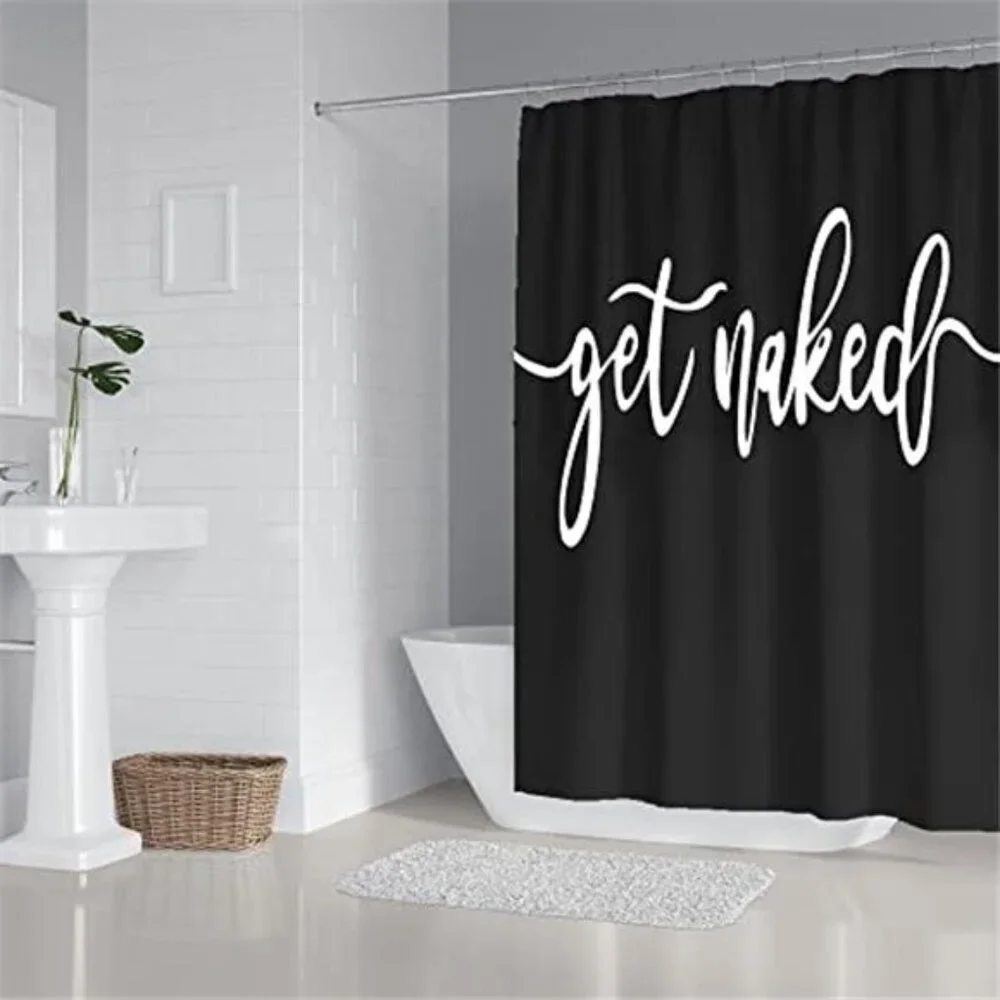 70x70 inches Get Shower Curtain Set Funny Quote Durable Waterproof Polyester